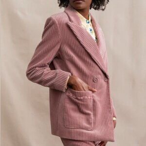 ELLIE MAE Louis Corduroy Blazer Jacket  Sz 4 Oversize Dusty Rose